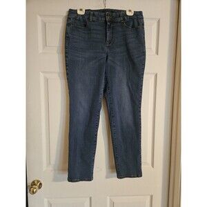 Talbots Women's Jeans Simply Flattering 5 Pocket 12 Curvy Blue Denim Ankle Cut